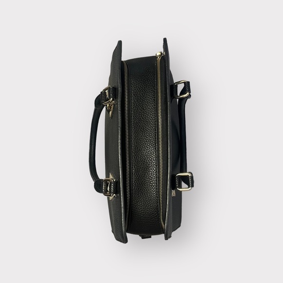 Black Leather with Gold Buckle Accent Shoulder Bag - Picture 5 of 8